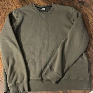 eddie bauer olive green fleece crewneck